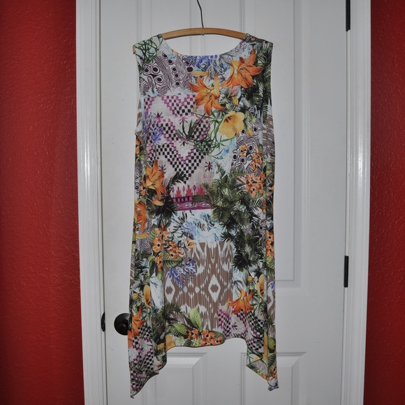 LBISSE Olive Tropical Sidetail Tunic Tank Top [D6] - Picture 5 of 8